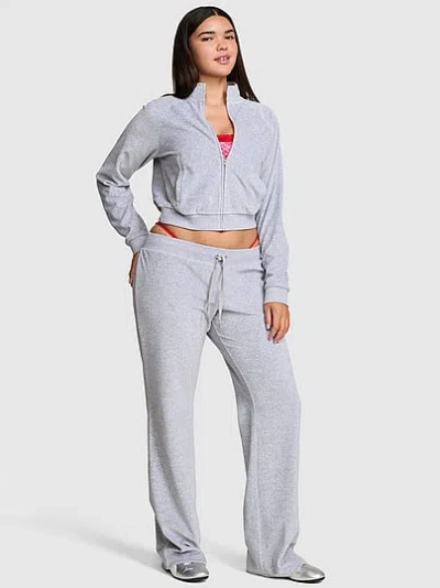 Pink Vintage Velour Flare Pants In Gray