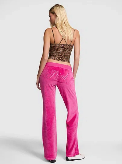 Pink Vintage Velour Flare Pants In Brown