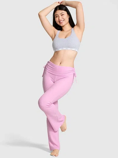 Pink Waffle Knit Foldover Flare™ Pants In