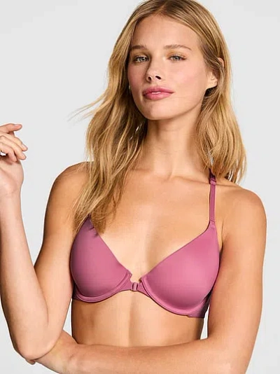 Pink Wear Everywhere Front-close Lightly Lined Full Coverage T-shirt Bra In Red