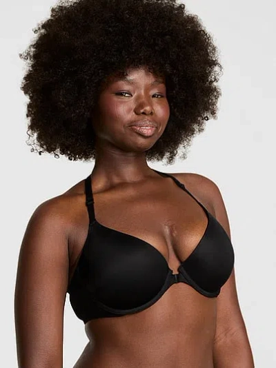 Pink Wear Everywhere Front-close Push-up Bra In Black