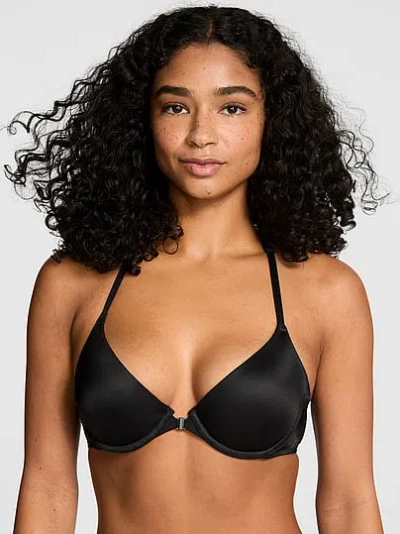 Pink Wear Everywhere Front-close Push-up Bra In Black