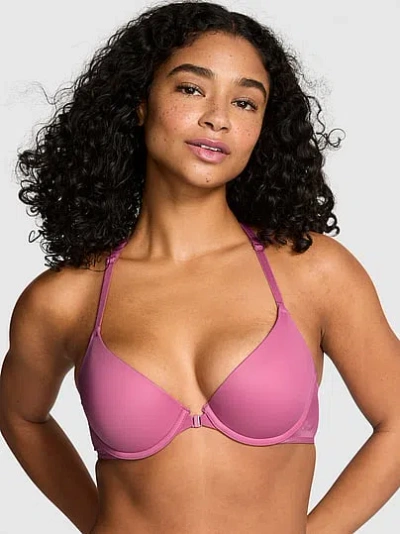 Pink Wear Everywhere Front-close Push-up Bra In Purple