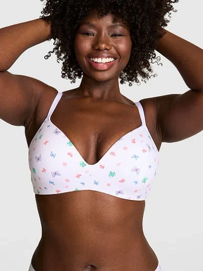 Pink Wear Everywhere Push-up Wireless Bra In White