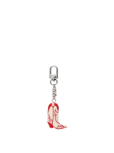 Pink Western Keychain Charm In White,ivory