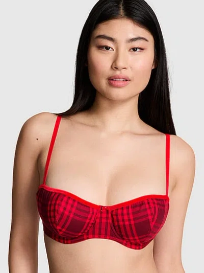 Pink Wink Festive Flannel Unlined Balconette Bra In Red