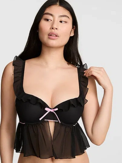 Pink Wink Grw ™ Lightly Lined Babydoll Bra Top In Black