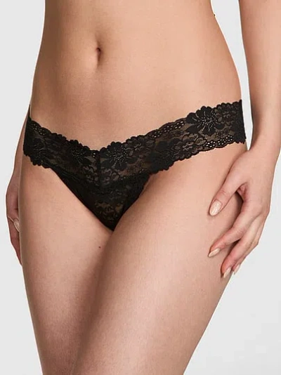 Pink Wink™ Lace Thong Panty In Black