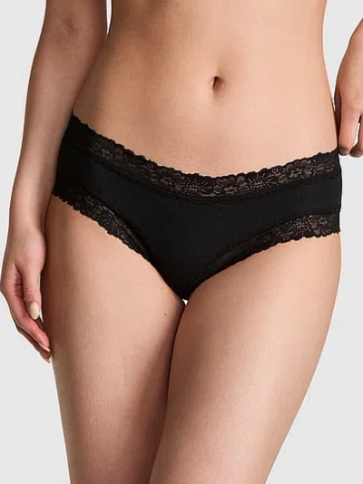 Pink Wink™ Lace-trim Cheeky Panty In Black
