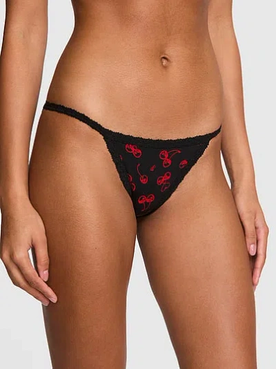 Pink Wink™ Lace-trim String Bikini Panty In Black
