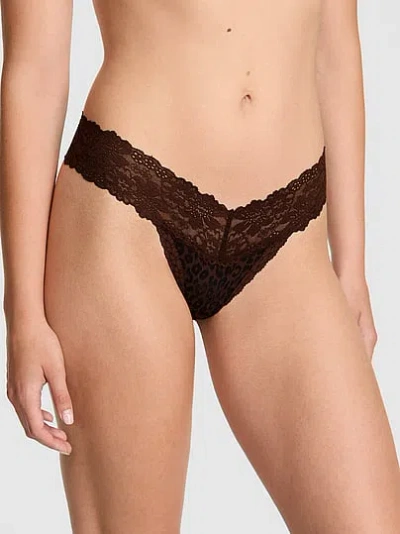 Pink Wink™ Lace-trim Thong Panty In Brown