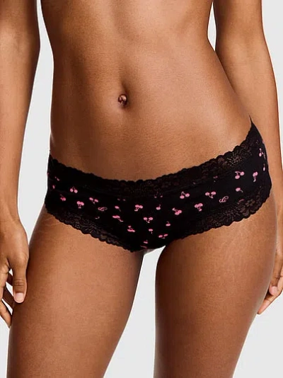 Pink Wink™ Lace-trim Cotton Cheeky Panty In Black