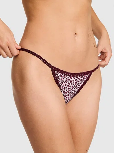 Pink Wink™ Lace-trim Cotton String Bikini Panty In Burgundy