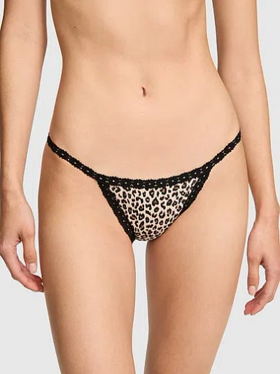 Pink Wink™ Lace-trim String Bikini Panty In Animal Print