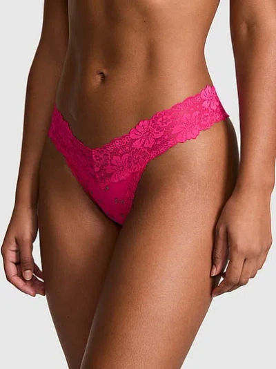 Pink Wink™ Lace-trim Thong Panty In Animal Print