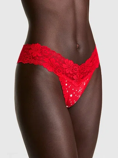 Pink Wink™ Lace-trim Thong Panty In Red