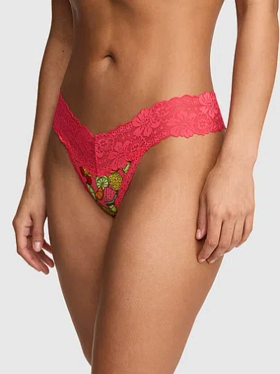 Pink Wink™ Lace-trim Thong Panty In Red