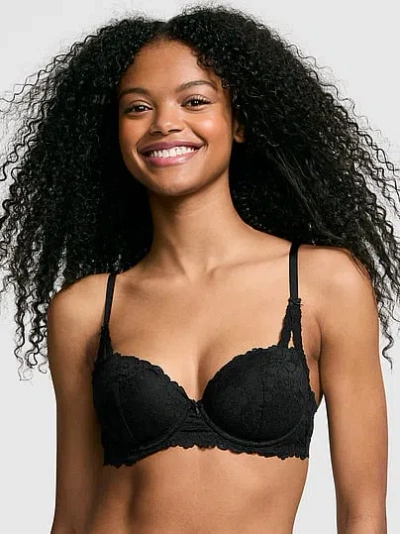 Pink Wink Push-up Balconette Bra In Black