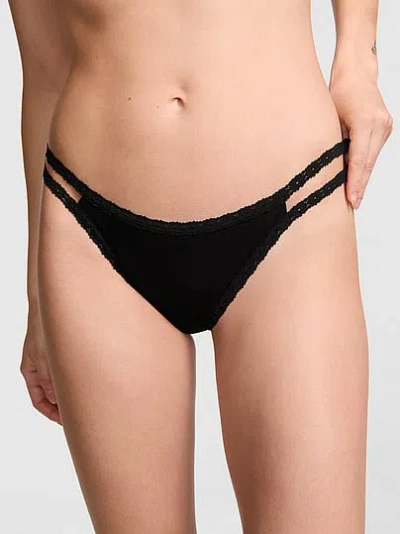 Pink Wink™ Strappy Thong Panty In Black