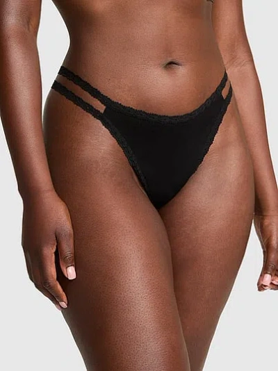 Pink Wink™ Strappy Thong Panty In Black