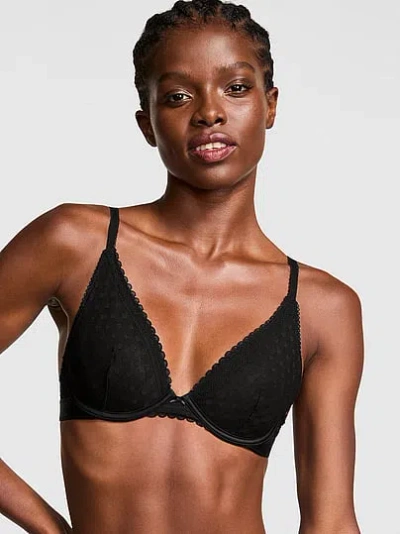 Pink Wink Unlined Plunge Bra In Black