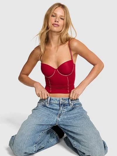 Pink Wink Wink™ Lightly Lined Corset Top In Burgundy