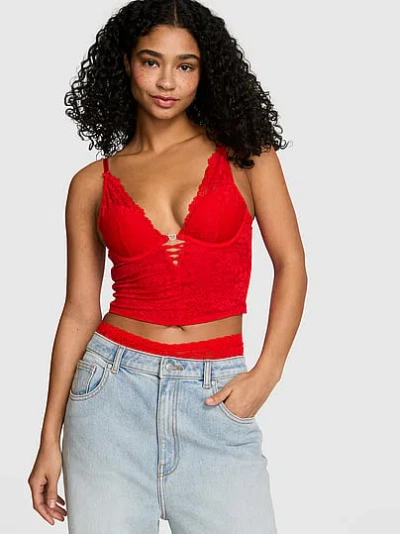 Pink Wink Wink™ Lightly Lined Plunge Corset Top In Red