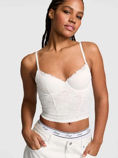 Pink Wink Wink™ Lightly Lined Scoop Corset Top In White