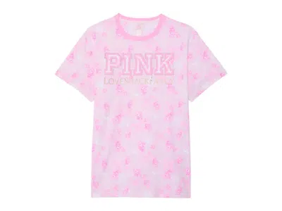 Pre-owned Pink Women's  X Loveshackfancy Campus Cotton Tee Shirt In Beaux Icons