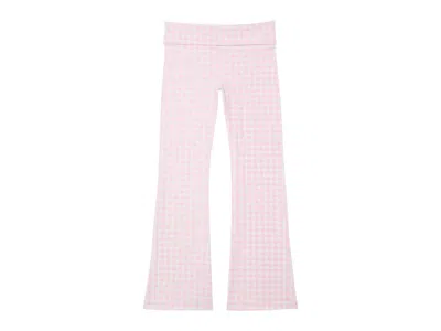 Pre-owned Pink Women's  X Loveshackfancy Cotton Foldover Flare Leggings In Icon Gingham