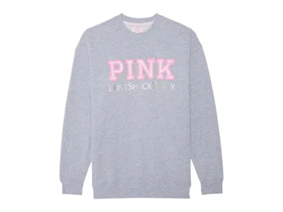 Pre-owned Pink Women's  X Loveshackfancy Oversized Crew Sweatshirt In Medium Heather Grey In Gray