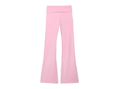 Pre-owned Pink Women's  X Loveshackfancy Washed Cotton Foldover Flare Leggings In  Lollipop
