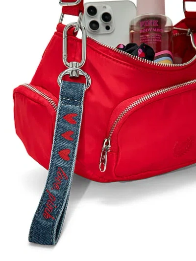 Pink Wristlet Strap Keychain In Animal Print