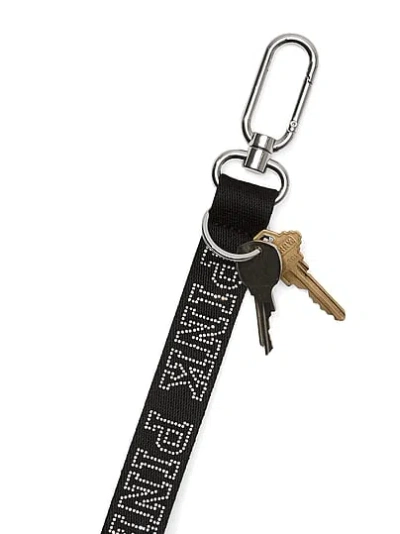 Pink Wristlet Strap Keychain In Black