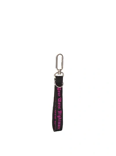 Pink Wristlet Strap Keychain In Black
