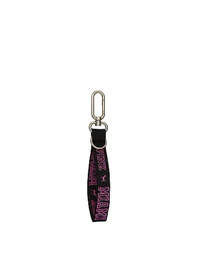 Pink Wristlet Strap Keychain In Black