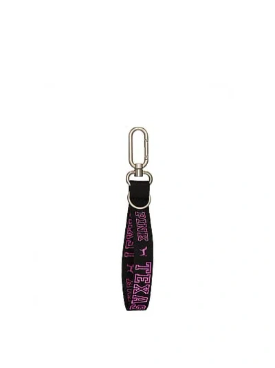 Pink Wristlet Strap Keychain In Black