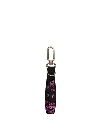 Pink Wristlet Strap Keychain In Black