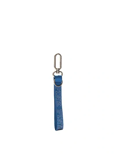 Pink Wristlet Strap Keychain In Blue