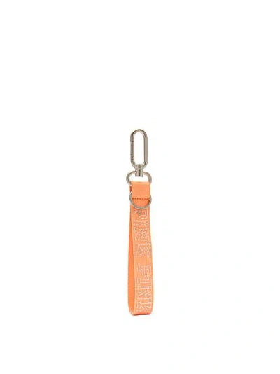 Pink Wristlet Strap Keychain In Orange