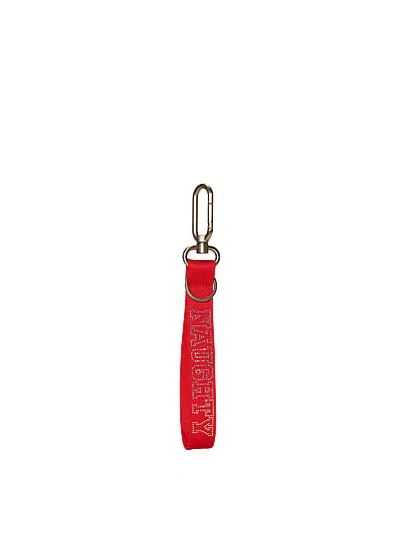 Pink Wristlet Strap Keychain In Red