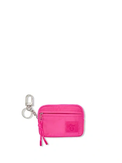 Pink Zip Card Holder Keychain In