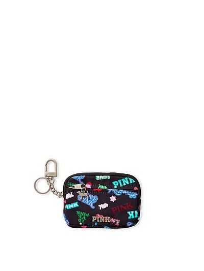 Pink Zip Card Holder Keychain In Print