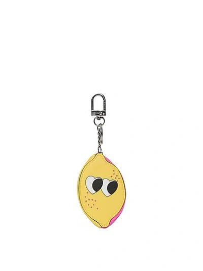 Pink Zip Pouch Keychain Charm In Yellow