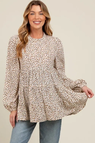 Pinkblush Animal Print Mock Neck Tiered Top In Multi