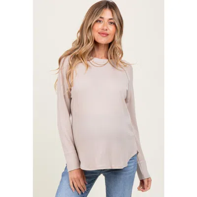 Pinkblush Baby Waffle Knit Long Sleeve Top In Gray