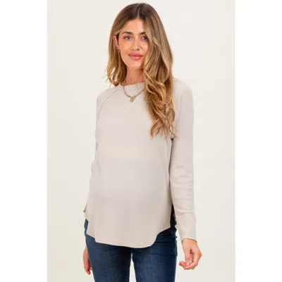 Pinkblush Baby Waffle Knit Long Sleeve Top In Neutral
