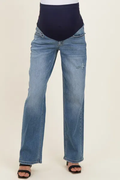Pinkblush Baggy Maternity Jeans In Blue