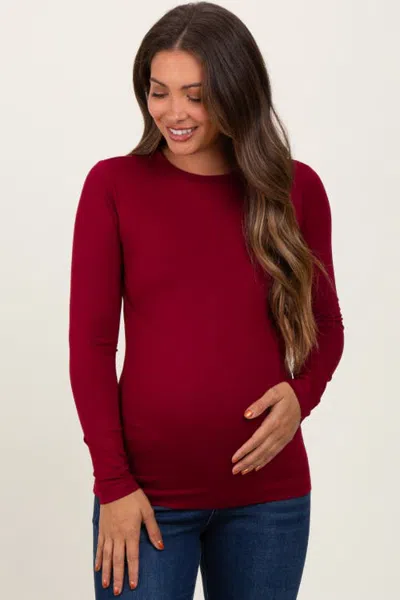 Pinkblush Basic Long Sleeve Top In Burgundy