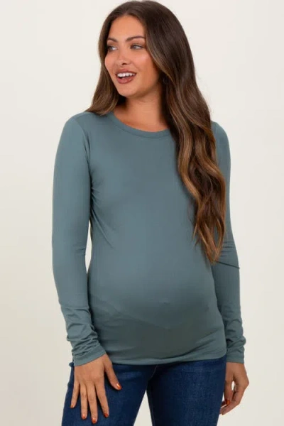 Pinkblush Basic Long Sleeve Top In Green
